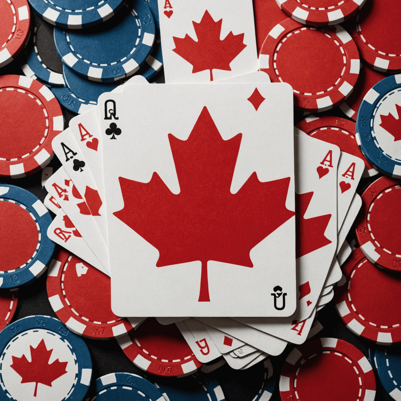 A Canadian flag overlaid with casino chips and playing cards, symbolizing the intersection of Canadian law and social casino gaming
