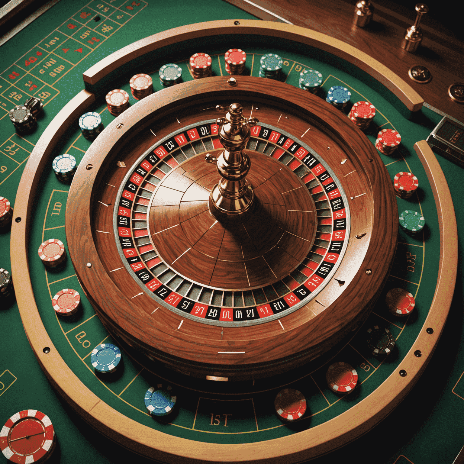 A digital roulette wheel mid-spin, with chips placed on various bets on the table